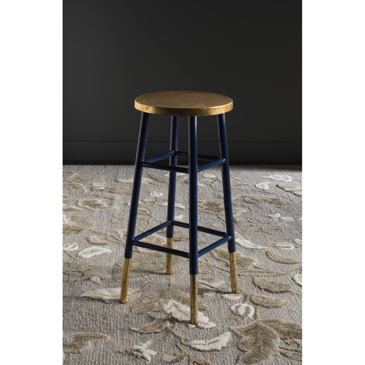 Navy and Dipped Gold 30" Transitional Metal Bar Stool