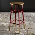thumbnail image 1 of SAFAVIEH Emery 30" Solid Metal Gold Leaf Bar Stool, Red, 1 of 6