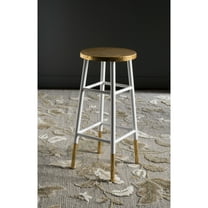 SAFAVIEH Emery 30" Solid Metal Gold Leaf Bar Stool, White