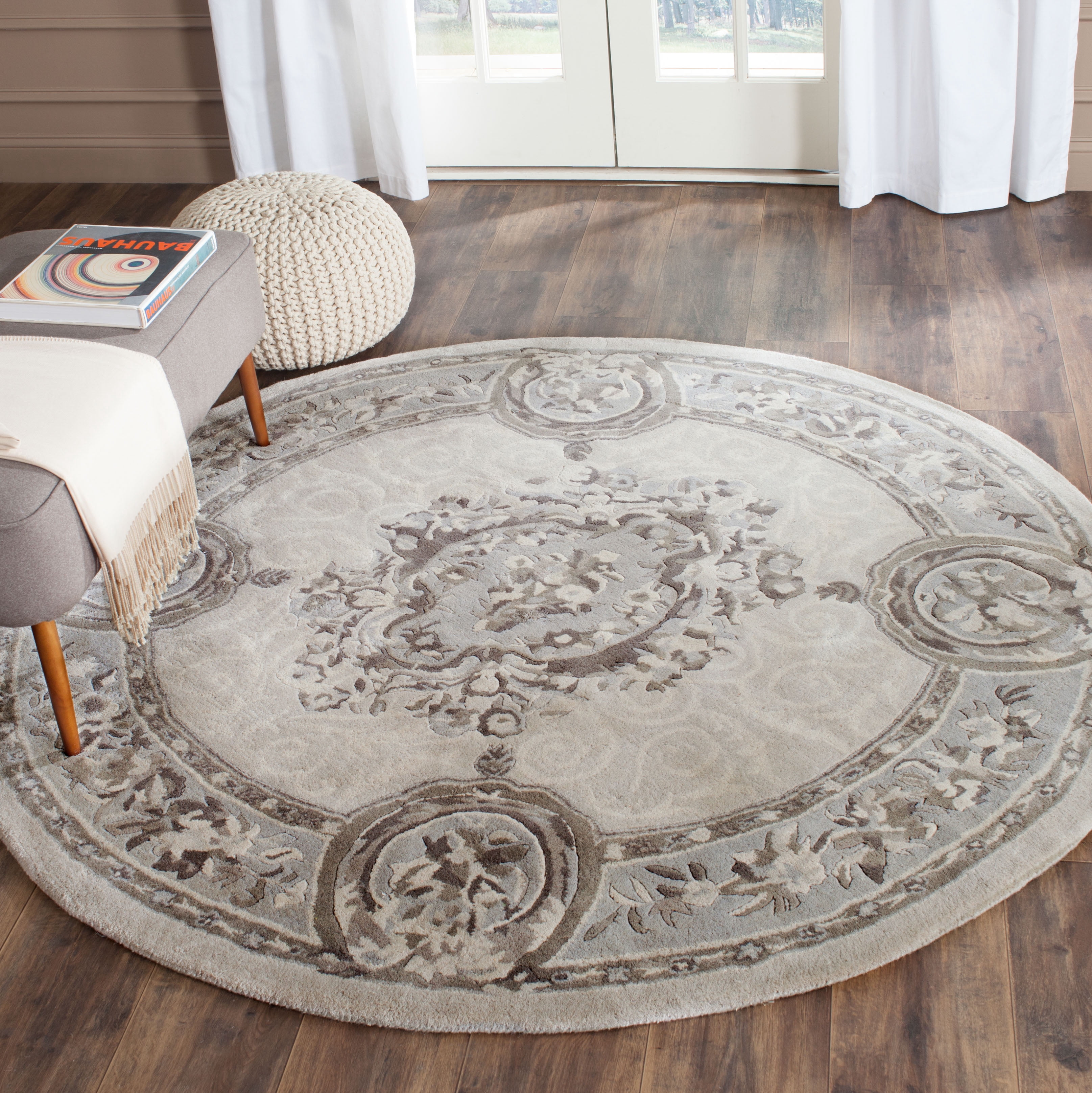 Safavieh Empire Bethanie Oriental Wool Area Rug, Beige/Light Gray, 3'6" x 3'6" Round
