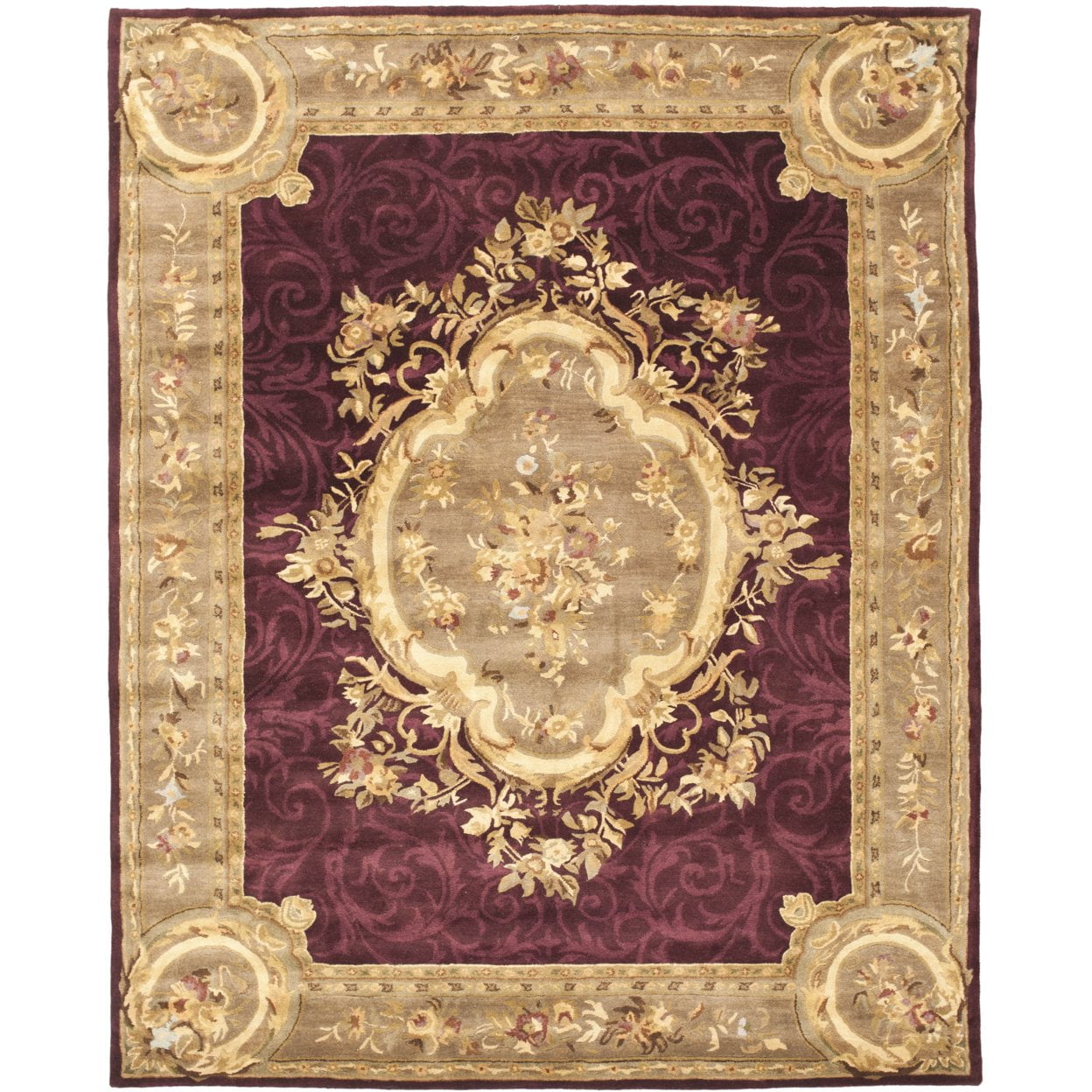 Empire Dark Red and Beige Hand-Tufted Wool Area Rug
