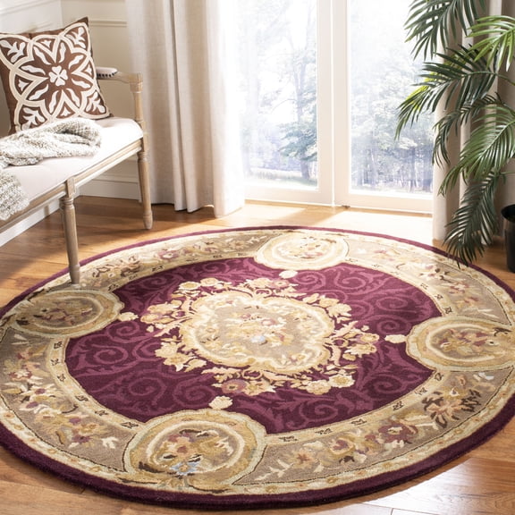 Safavieh Empire Bethanie Oriental Wool Area Rug, Dark Red/Dark Beige, 8' x 8' Round