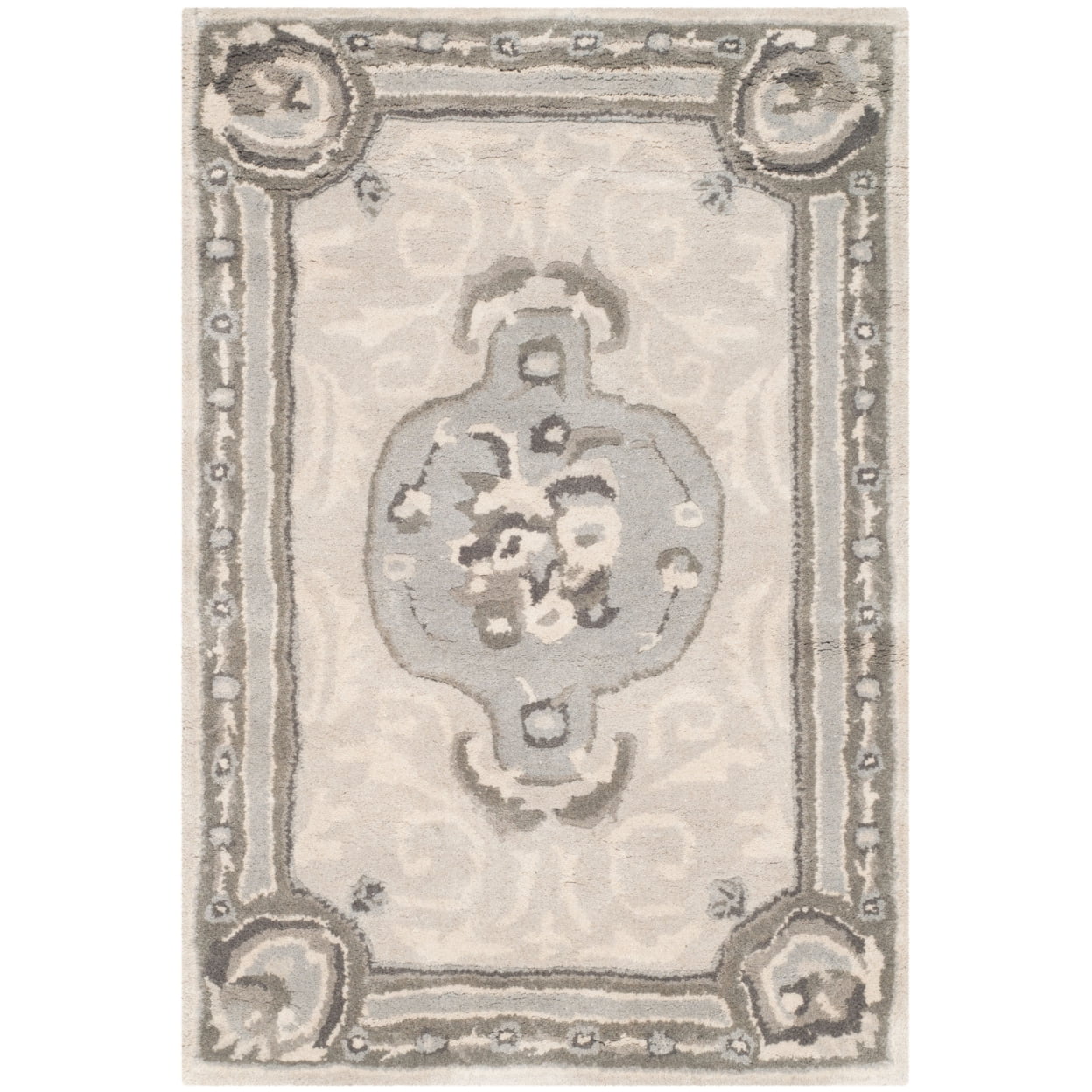 Empire Beige and Light Grey Hand-Tufted Wool Area Rug 2' x 3'