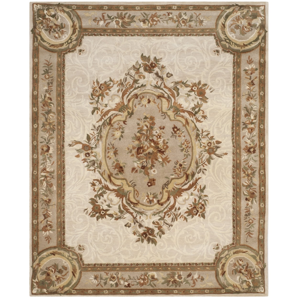 Ivory and Light Grey Hand-Tufted Wool 6' x 9' Area Rug