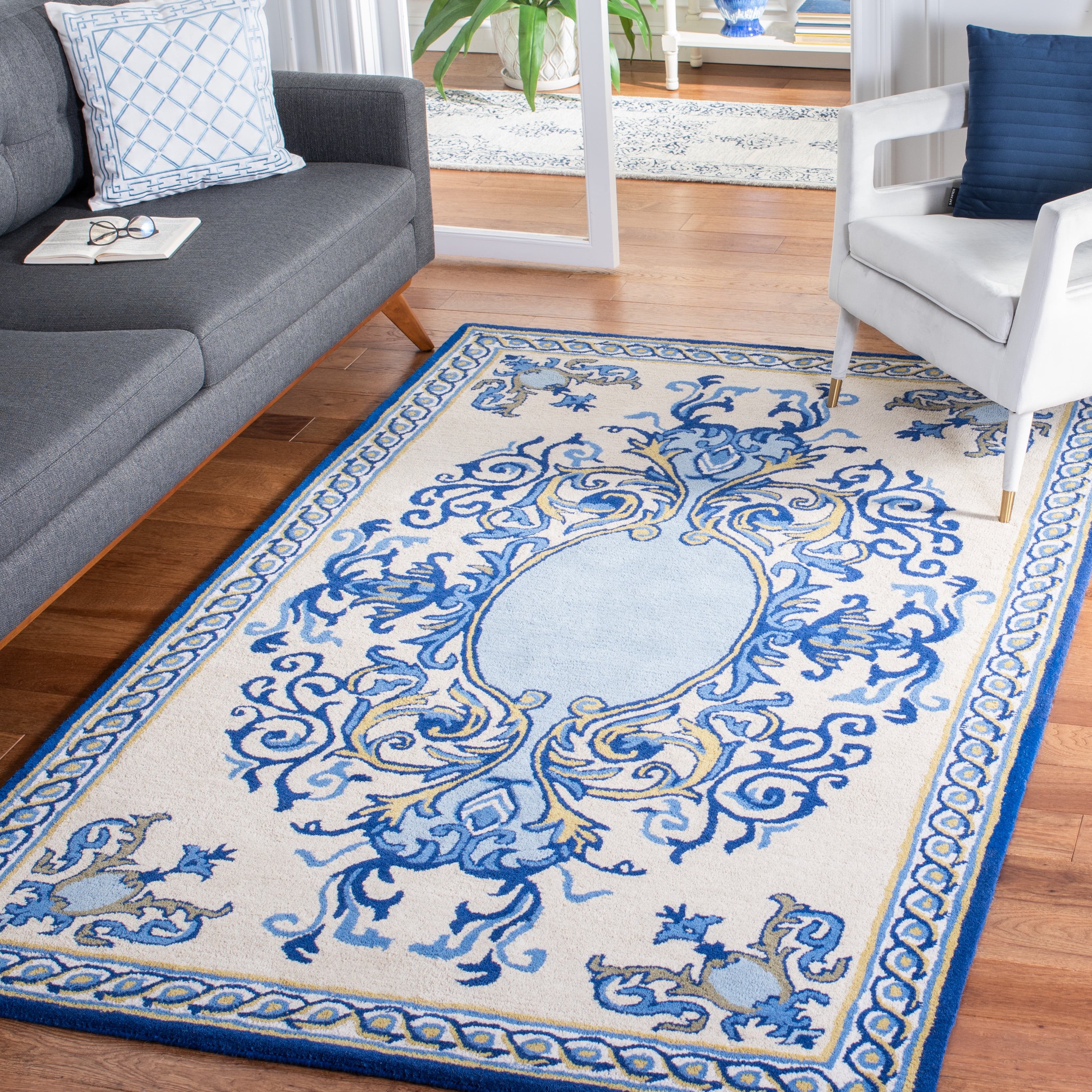 Safavieh Empire Brianna Medallion Area Rug, Blue/Ivory, 5' x 8'