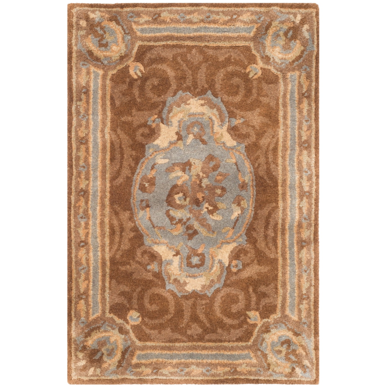 Empire Blue and Brown Hand-Tufted Wool Rug
