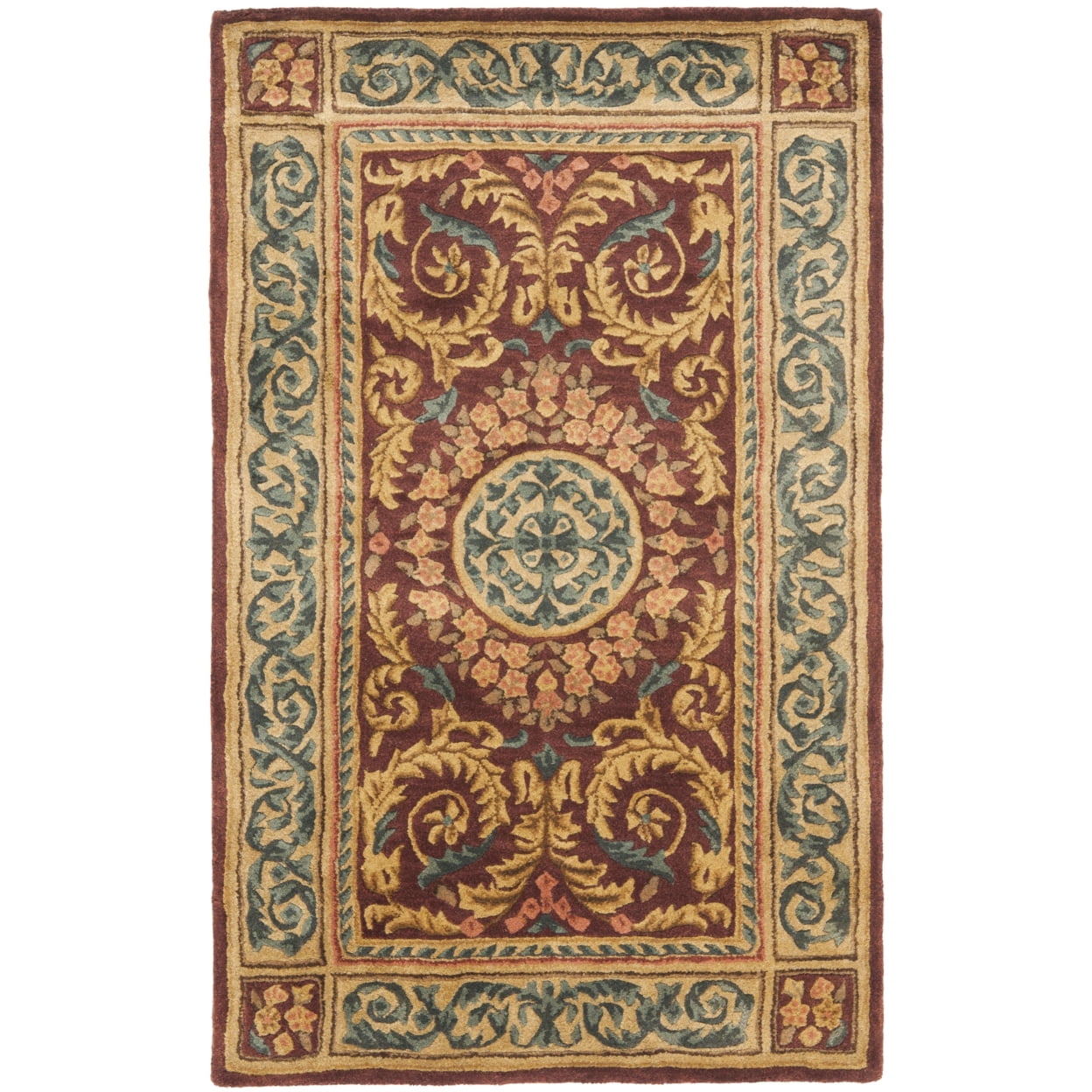 Empire Burgundy and Gold Hand-Tufted Wool Area Rug