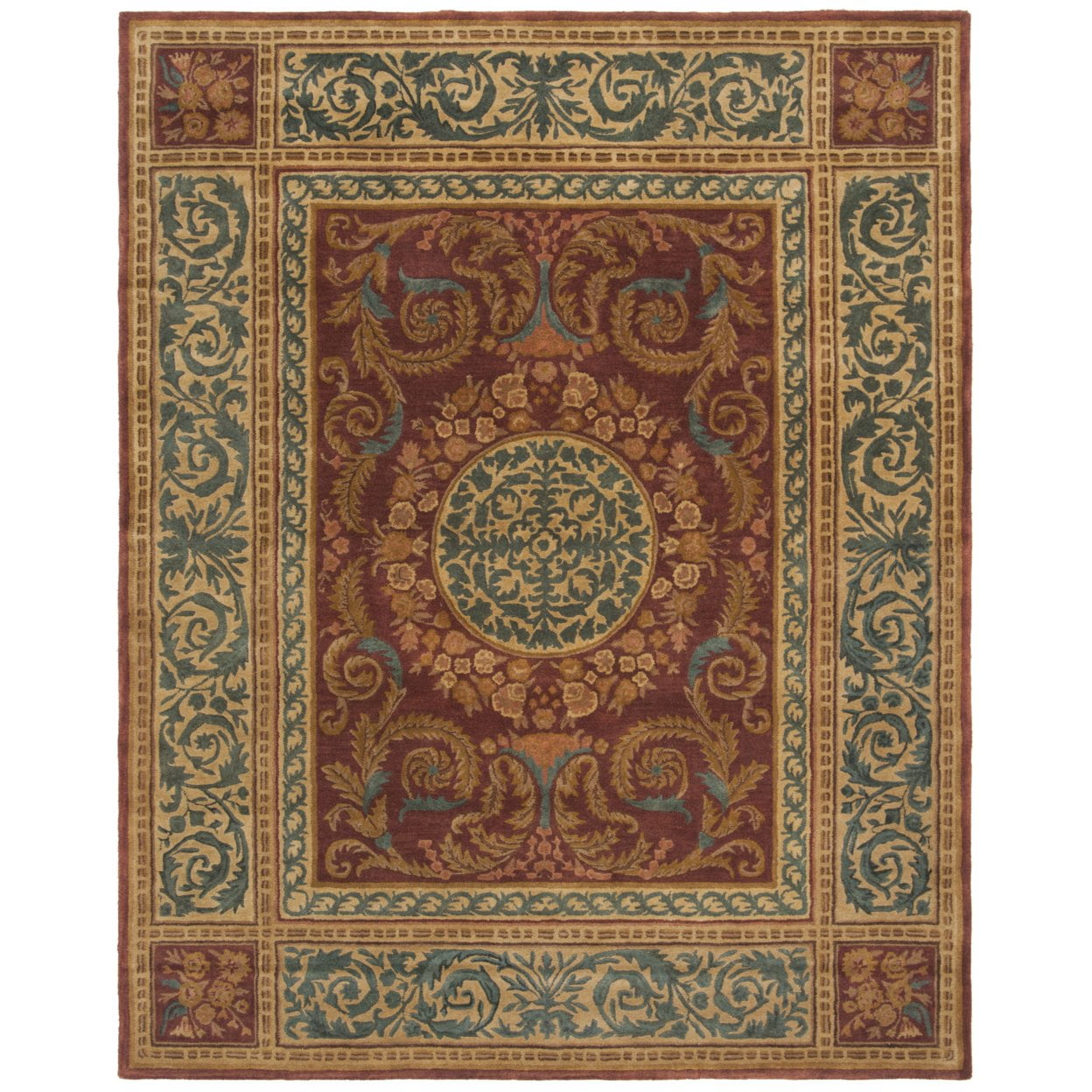 Empire Burgundy and Gold Hand-Tufted Wool Area Rug