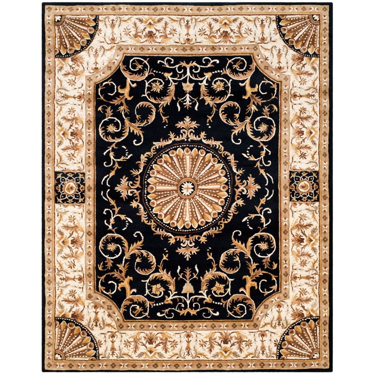 Empire Black and Ivory Hand-Tufted Wool Area Rug 3' x 5'