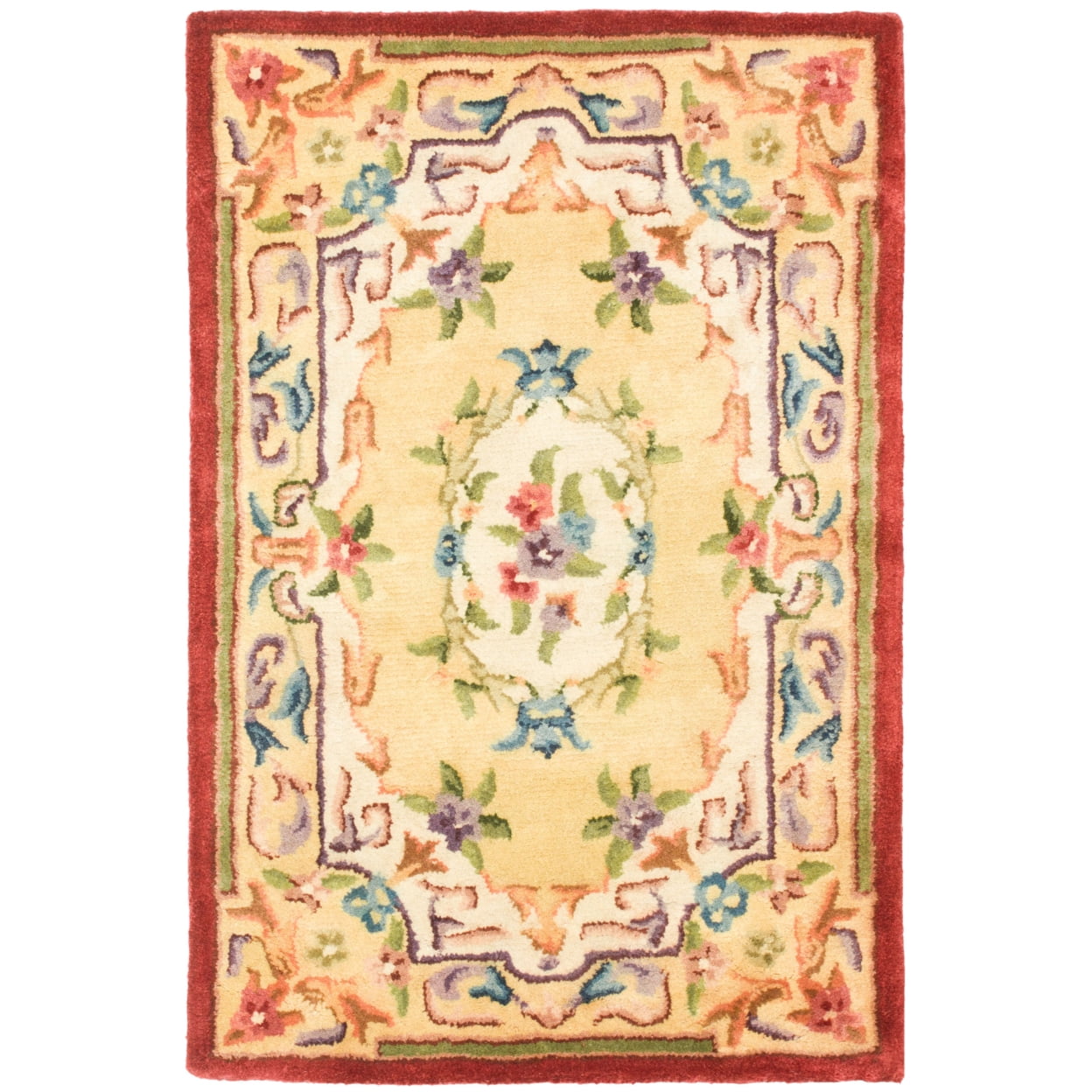 Empire Red and Gold Floral Wool Handmade Tufted Rug 2' x 3'
