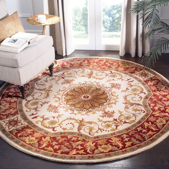 Safavieh Empire Naira Oriental Wool Area Rug, Ivory/Red, 6' x 6' Round