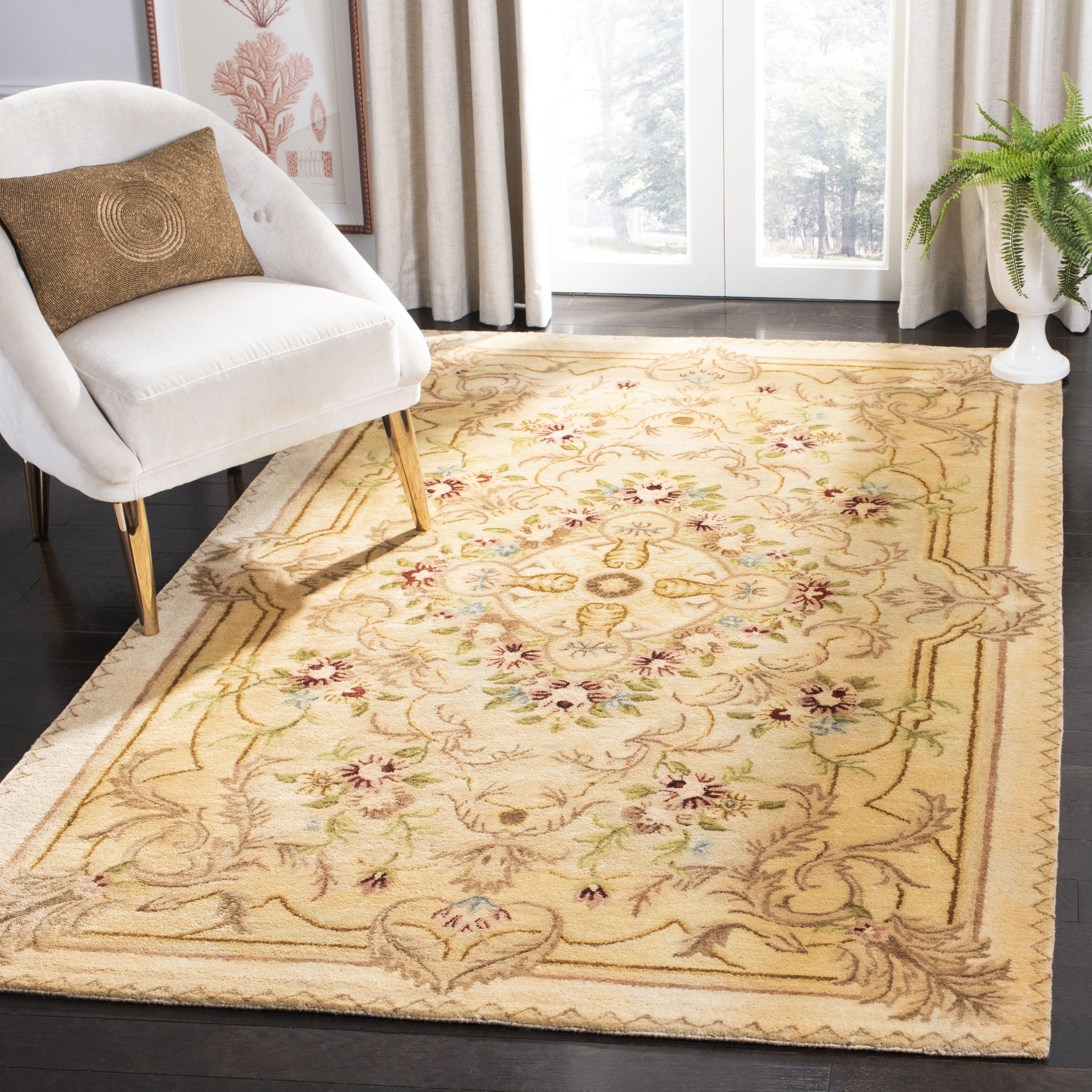 Empire Beige and Light Gold Hand-Tufted Wool 6' x 9' Area Rug