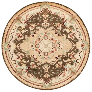 SAFAVIEH Empire Toireasa Floral Wool Area Rug, Brown/Beige, 4' x 4' Round