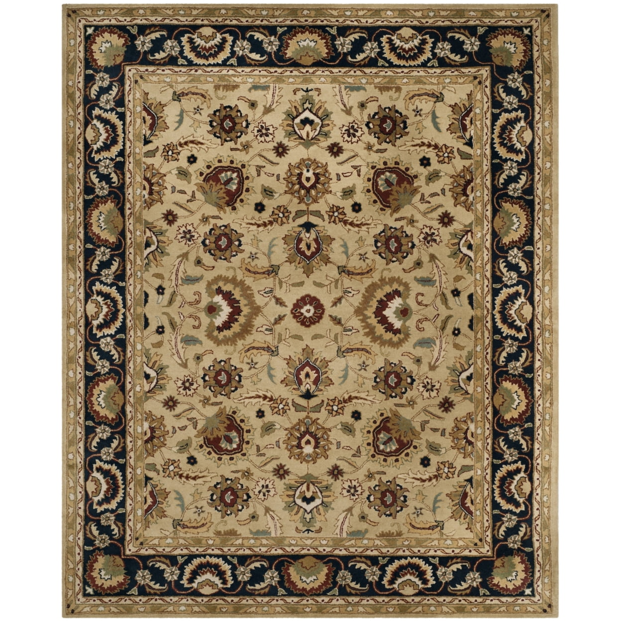 Handmade Sage and Navy Wool Tufted 8' x 10' Area Rug