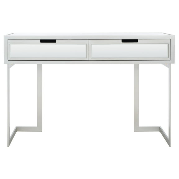 SAFAVIEH Enzo 2 Drawer Mirrored Desk, Silver/Mirror (47.2 in. W x 15.8 in. D x 31.3 in. H)
