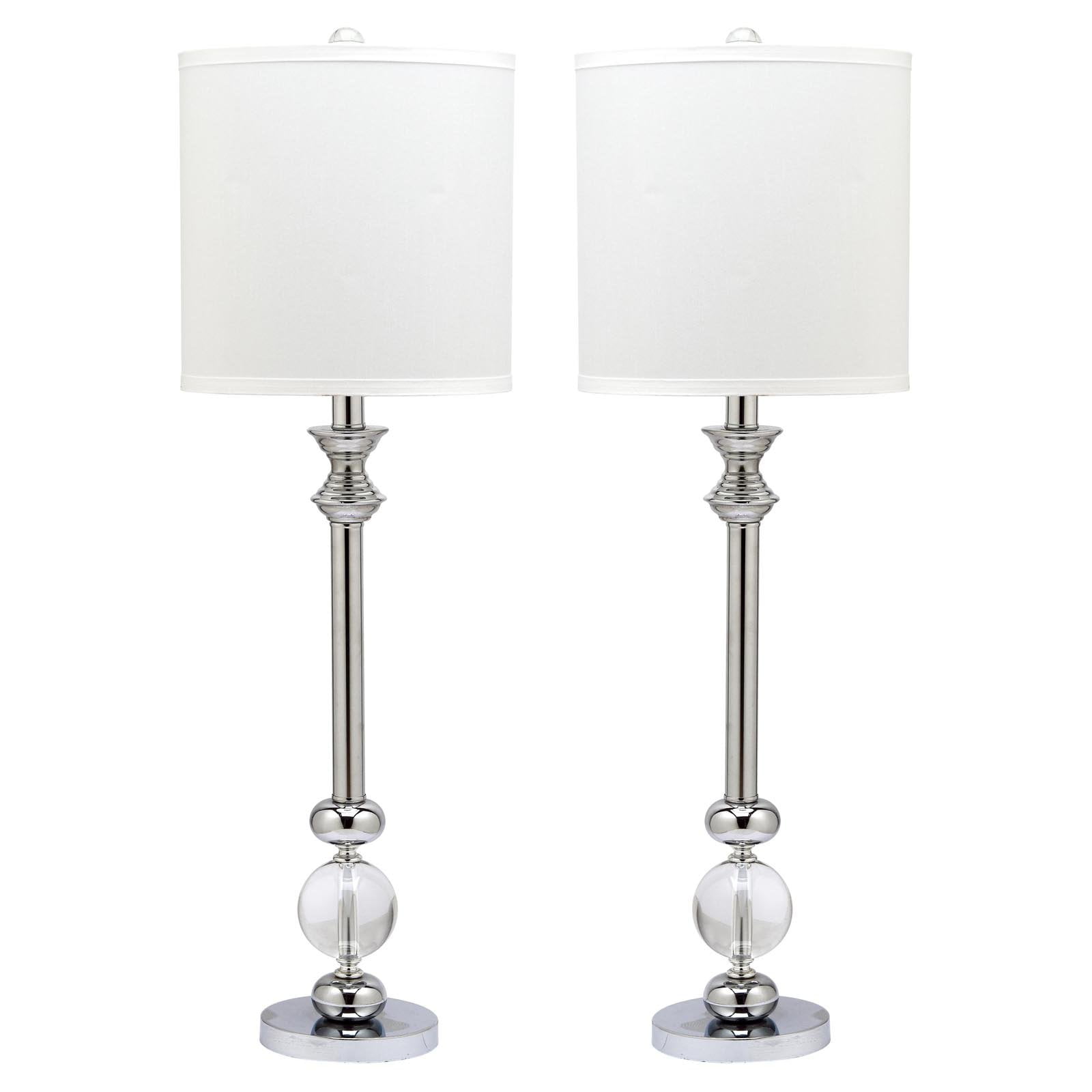 Erica 31" Clear Crystal and Chrome Candlestick Table Lamp Set