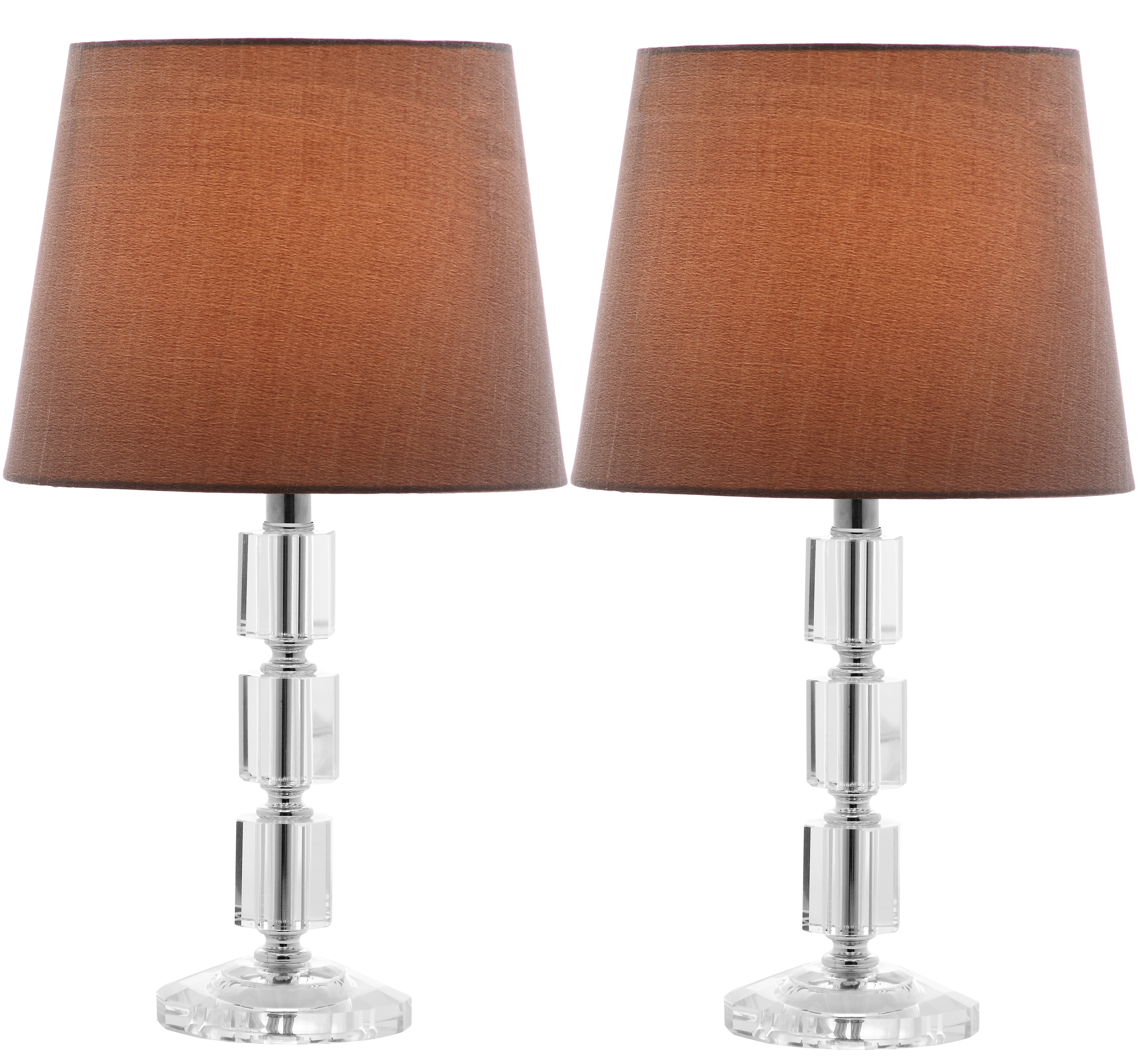 Erin 16'' Clear Crystal Table Lamp Set with Grey Shades