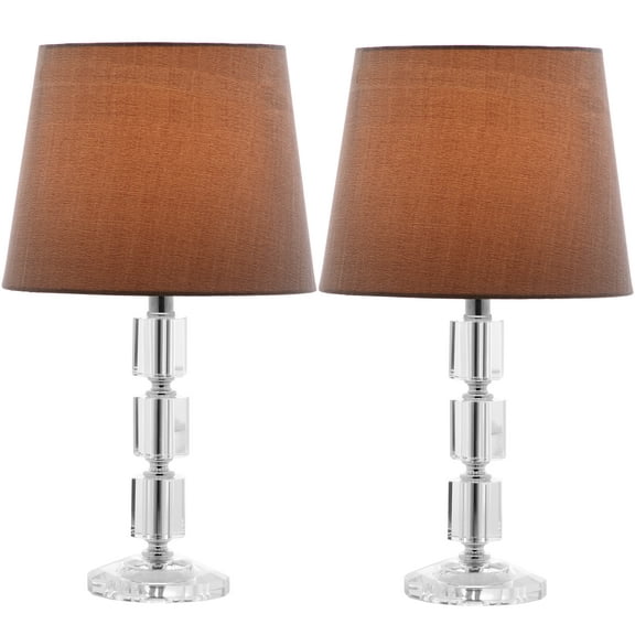SAFAVIEH Erin 16 in. Crystal Table Lamp with Light Grey Polyester Shade, Set of 2