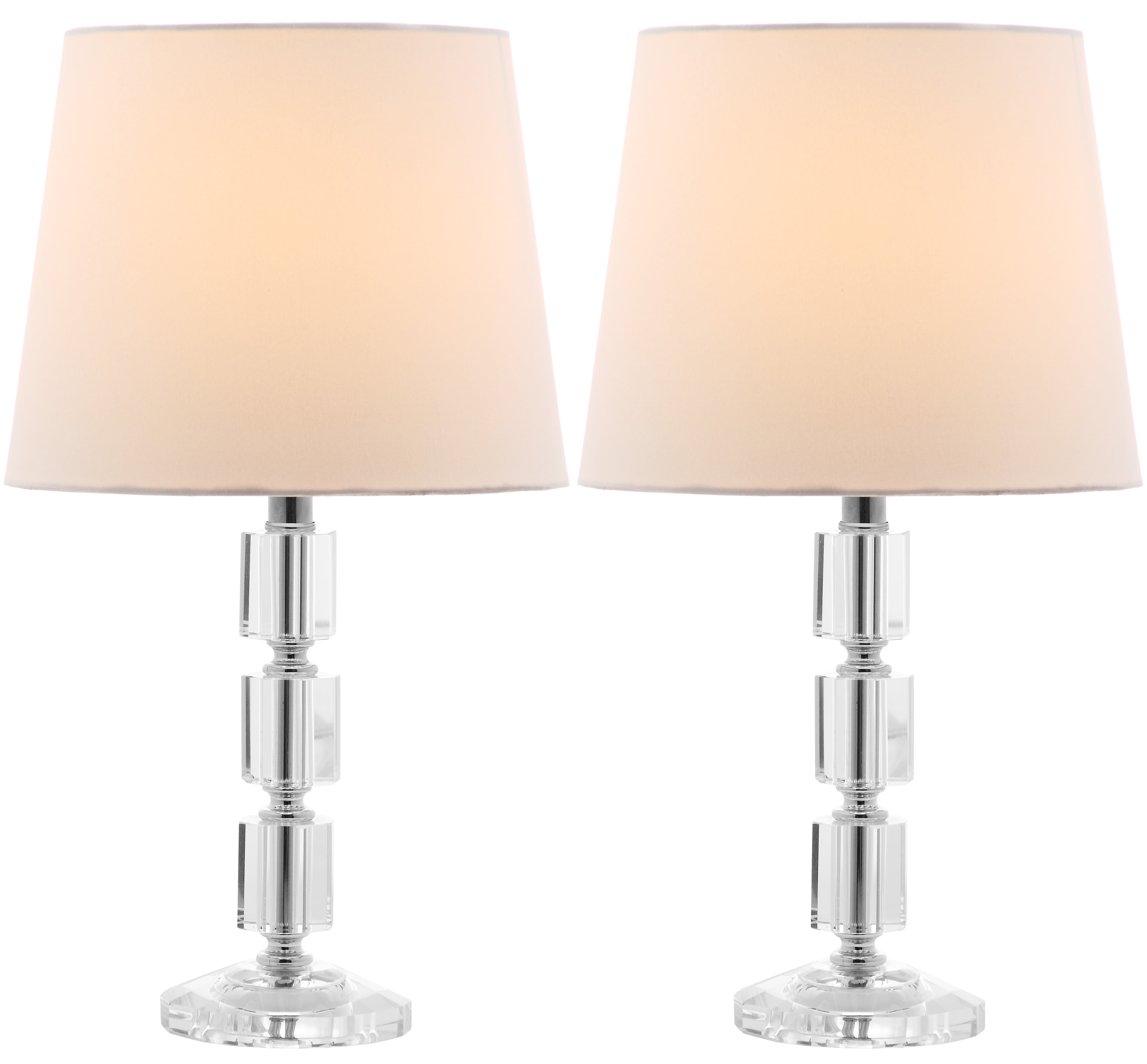 Erin Crystal Cube Table Lamp Set - Clear & Off-White