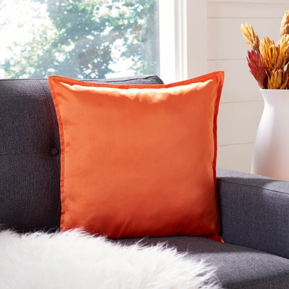 SAFAVIEH Erna Solid Metallic Accent Pillow, 18" x 18", Orange