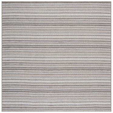 SAFAVIEH Escape Ilarion Striped Machine Washable Area Rug, Beige/Brown, 6'7" x 6'7" Square