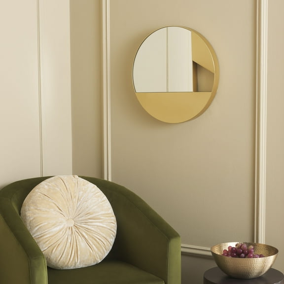 SAFAVIEH Essa 16 in. Round Solid Frame Mirror, Gold