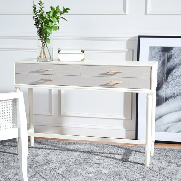 SAFAVIEH Estella Modern 4 Drawer Console Table, White