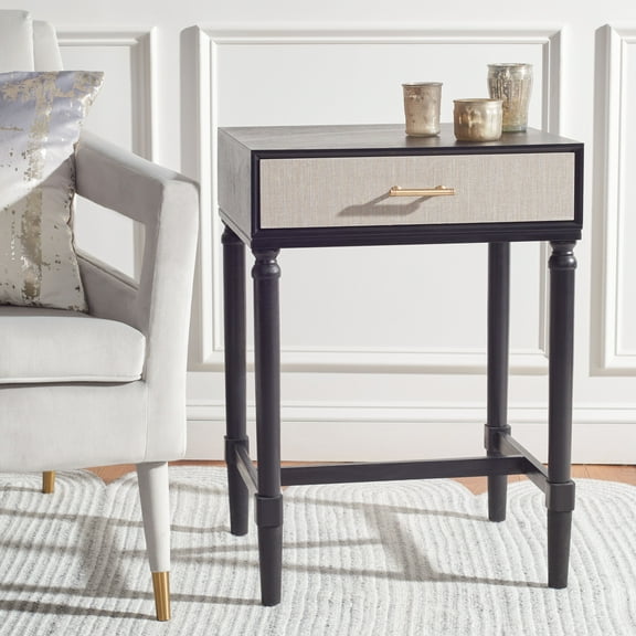 SAFAVIEH Estella Solid Rustic 1 Drawer Accent Table, Black