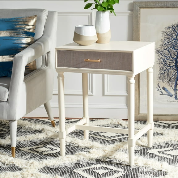 SAFAVIEH Estella Solid Rustic 1 Drawer Accent Table, White