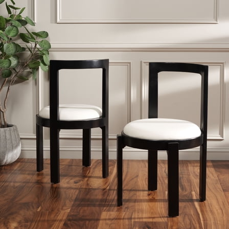Safavieh Estes Scandinavian Wood Dining Side Chairs, White / Black (Set of 2)