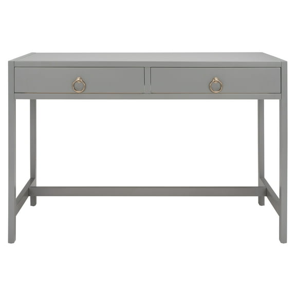 SAFAVIEH Esther Amish 2 Drawer Rectangle Wood Desk, Grey (22 in. W x 46 in. D x 30 in. H)