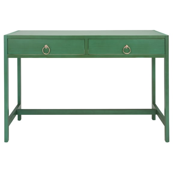 SAFAVIEH Esther Amish 2 Drawer Rectangle Wood Desk, Turquoise (22 in. W x 46 in. D x 30 in. H)