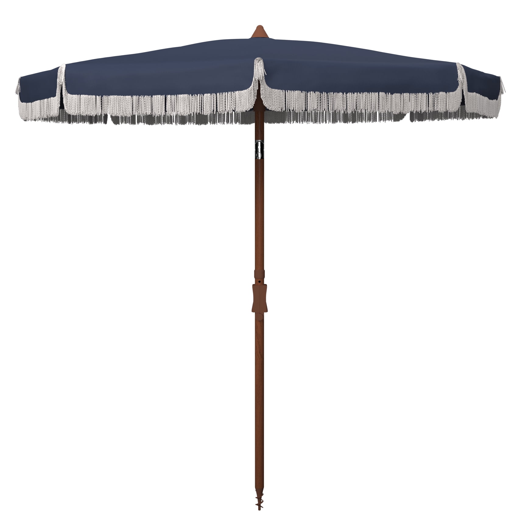 Estonia 6.5 Ft Navy and White Fringe Beach Umbrella