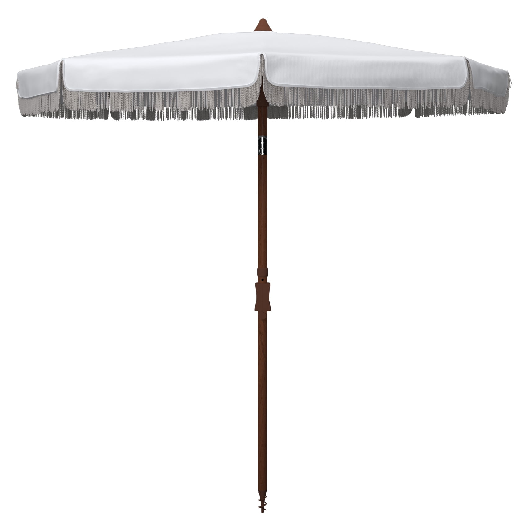 SAFAVIEH Estonia 6.5' Fringe Beach Patio Umbrella, White