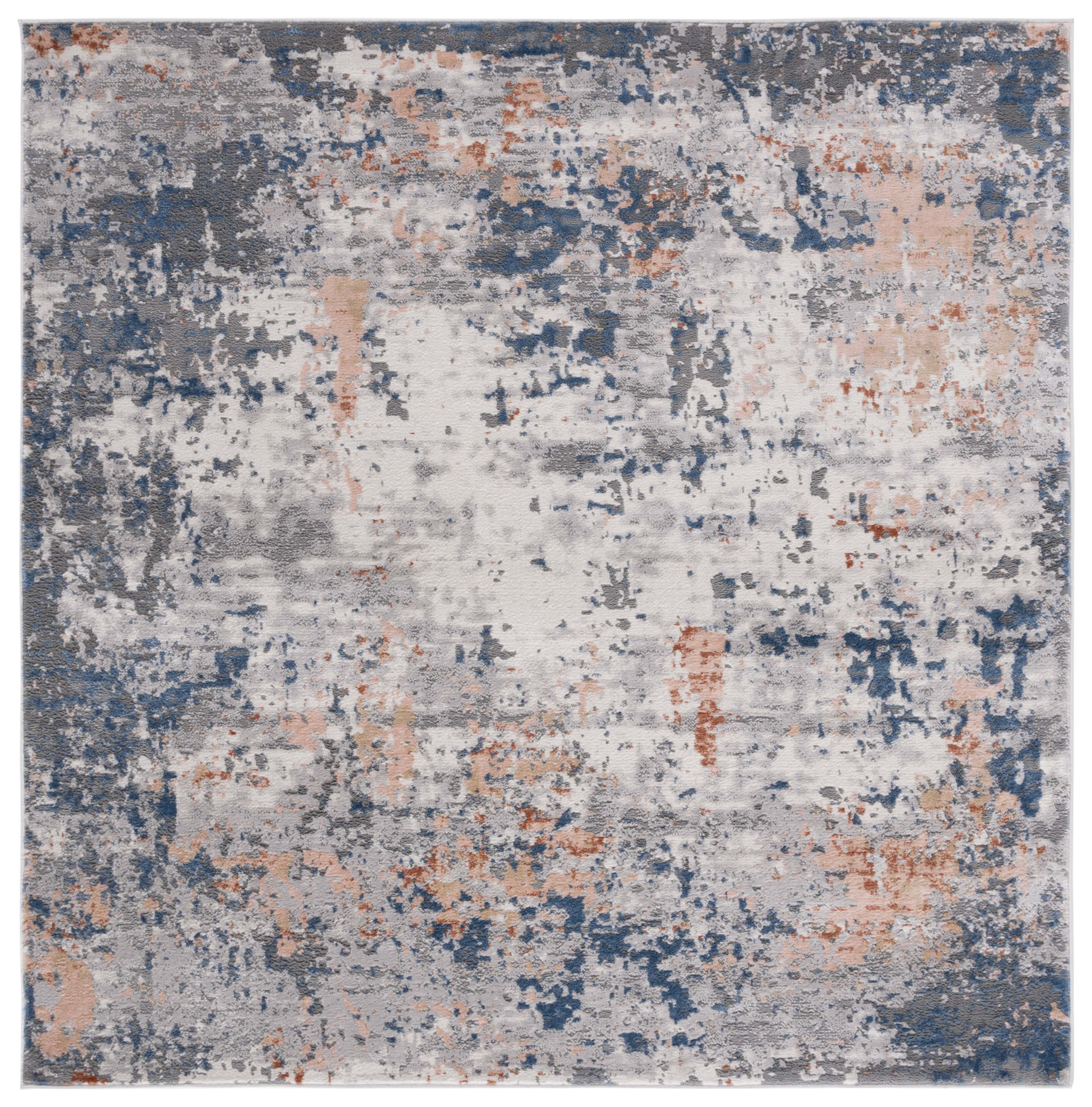 Hand-Knotted Elegance Gray Wool-Cotton Blend 6'7" Square Area Rug
