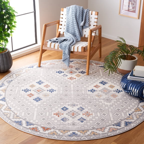 Safavieh Eternal Alex Diamond Area Rug, Gray/Ivory, 6'7" x 6'7" Round