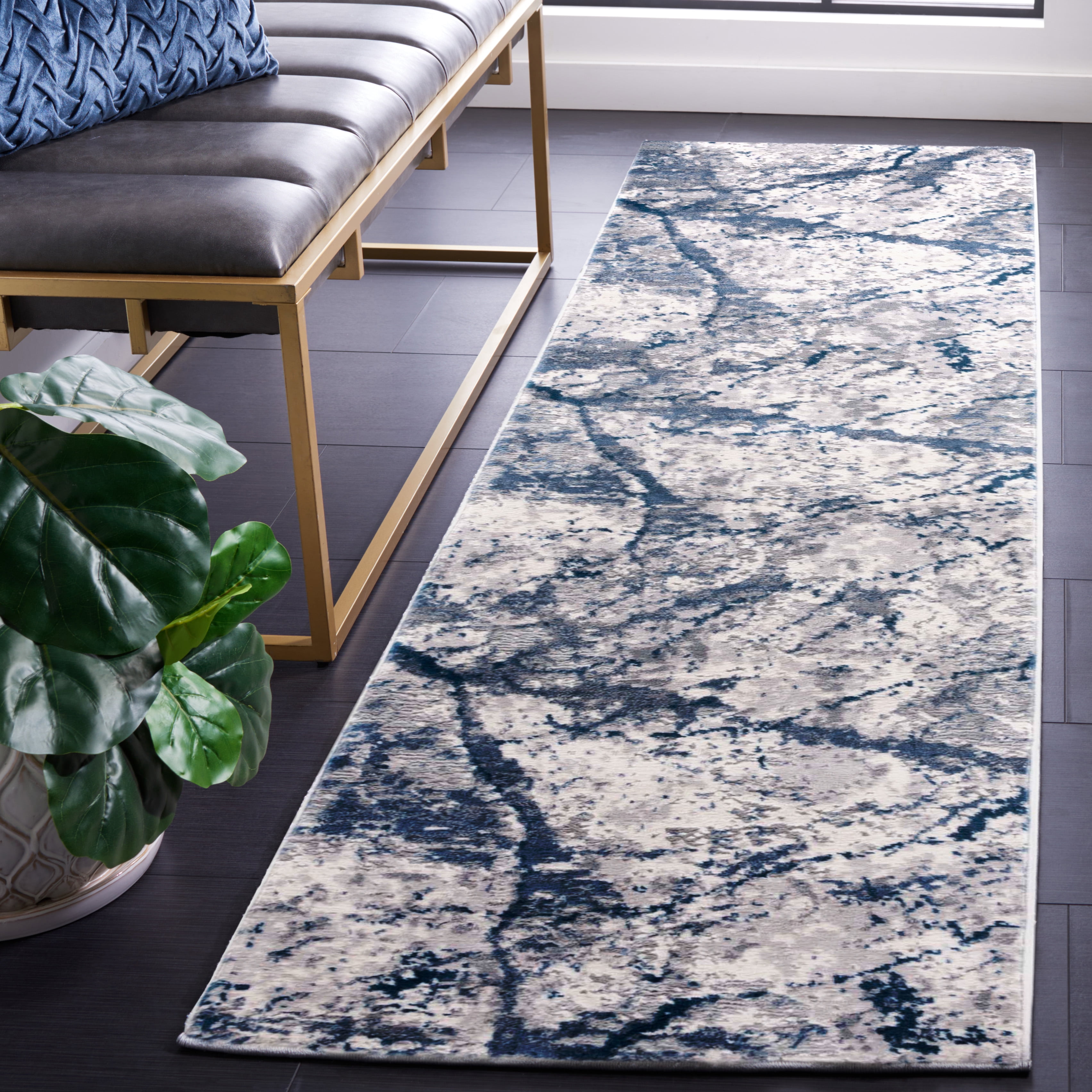 SAFAVIEH Eternal Florence Abstract Runner Rug, Gray/Blue, 2' x 6'
