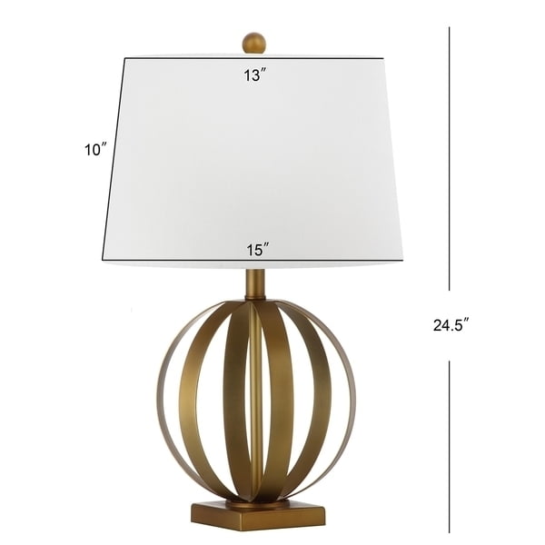 Euginia Sphere Gold-Finished Metal Table Lamp Set with White Cotton Shade