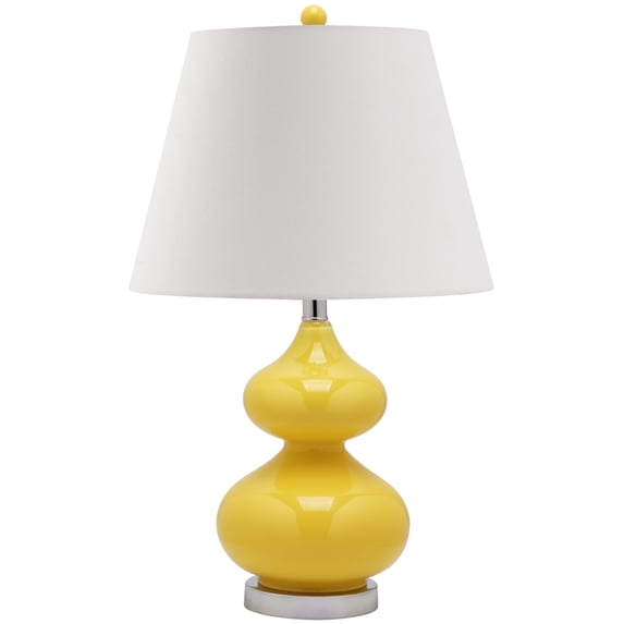 SAFAVIEH Eva 24 in. H Double Gourd Glass Table Lamp, Yellow