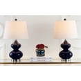 thumbnail image 1 of SAFAVIEH Eva 24 in. Navy Glass Table Lamp with Off-White Cotton Shade, Set of 2, 1 of 15