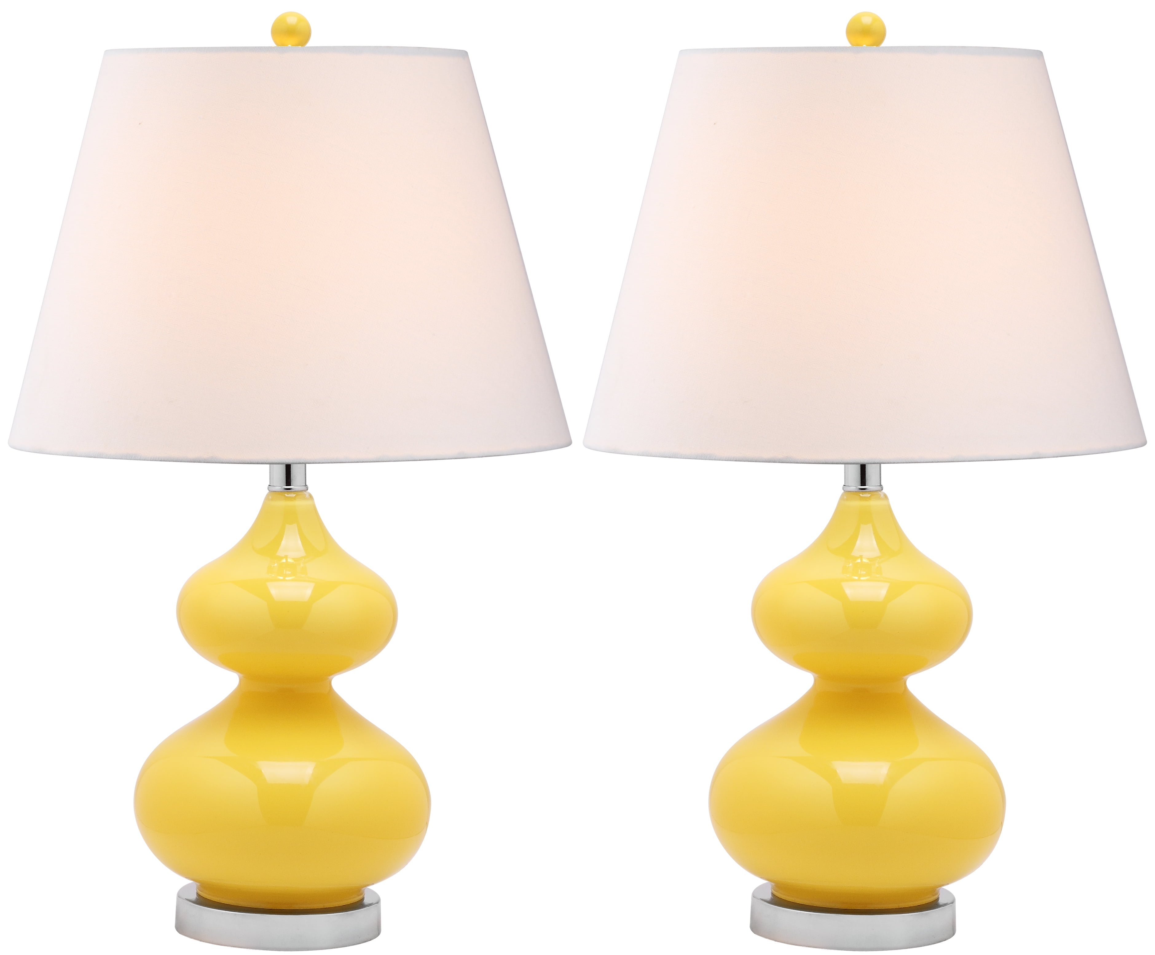 SAFAVIEH Eva 24 in. Yellow Glass Table Lamp with Off-White Cotton Shade ...