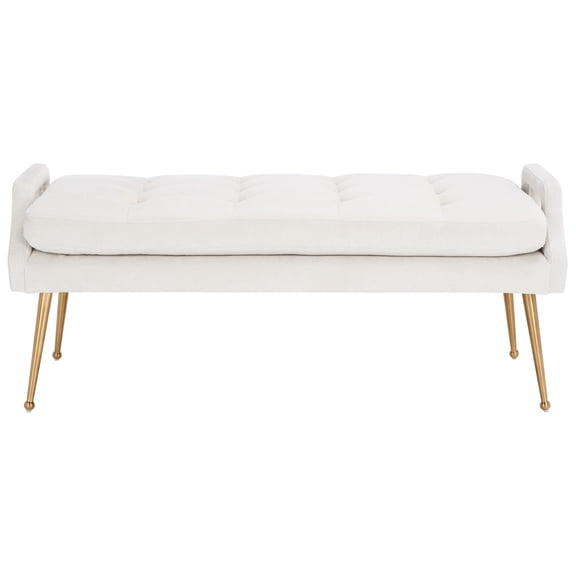 SAFAVIEH Everdeen Tufted Modern Glam Bench, Grey/Gold
