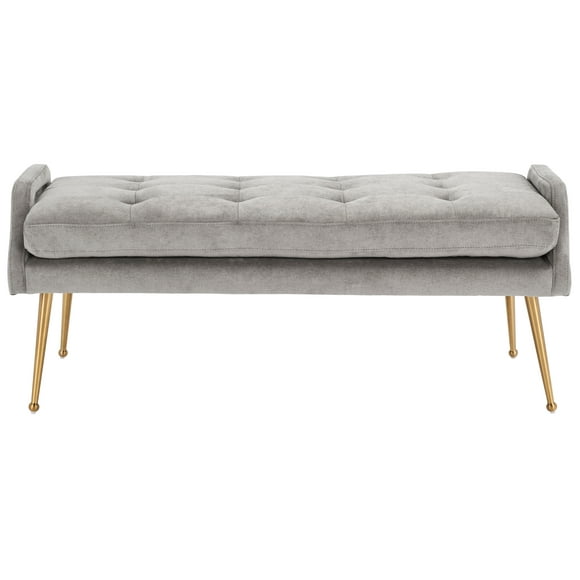 SAFAVIEH Everdeen Tufted Modern Glam Bench, Silver Grey/Gold