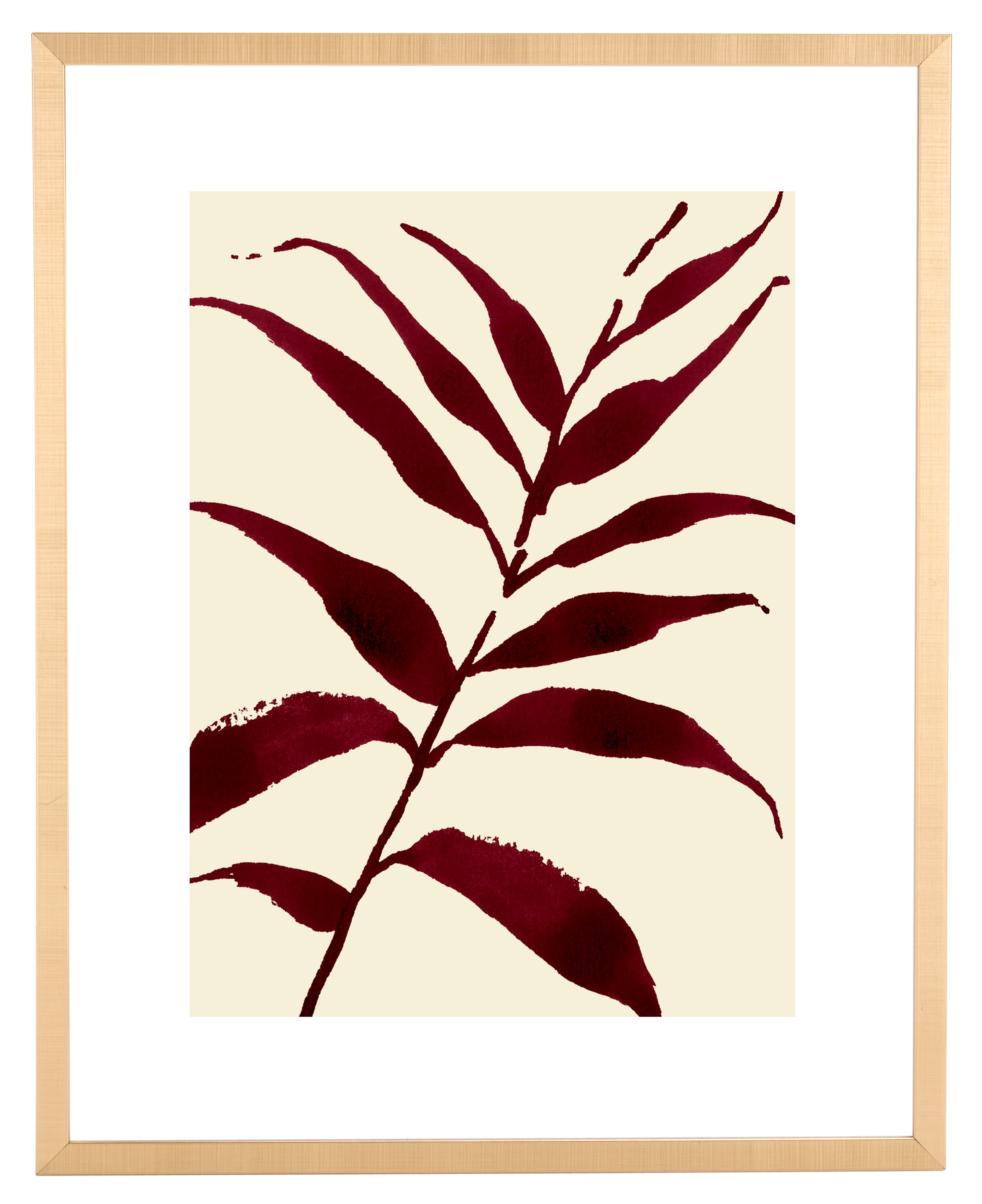 Burgundy and Antique Ivory Tropical Plant Framed Wall Art, 16" x 20"