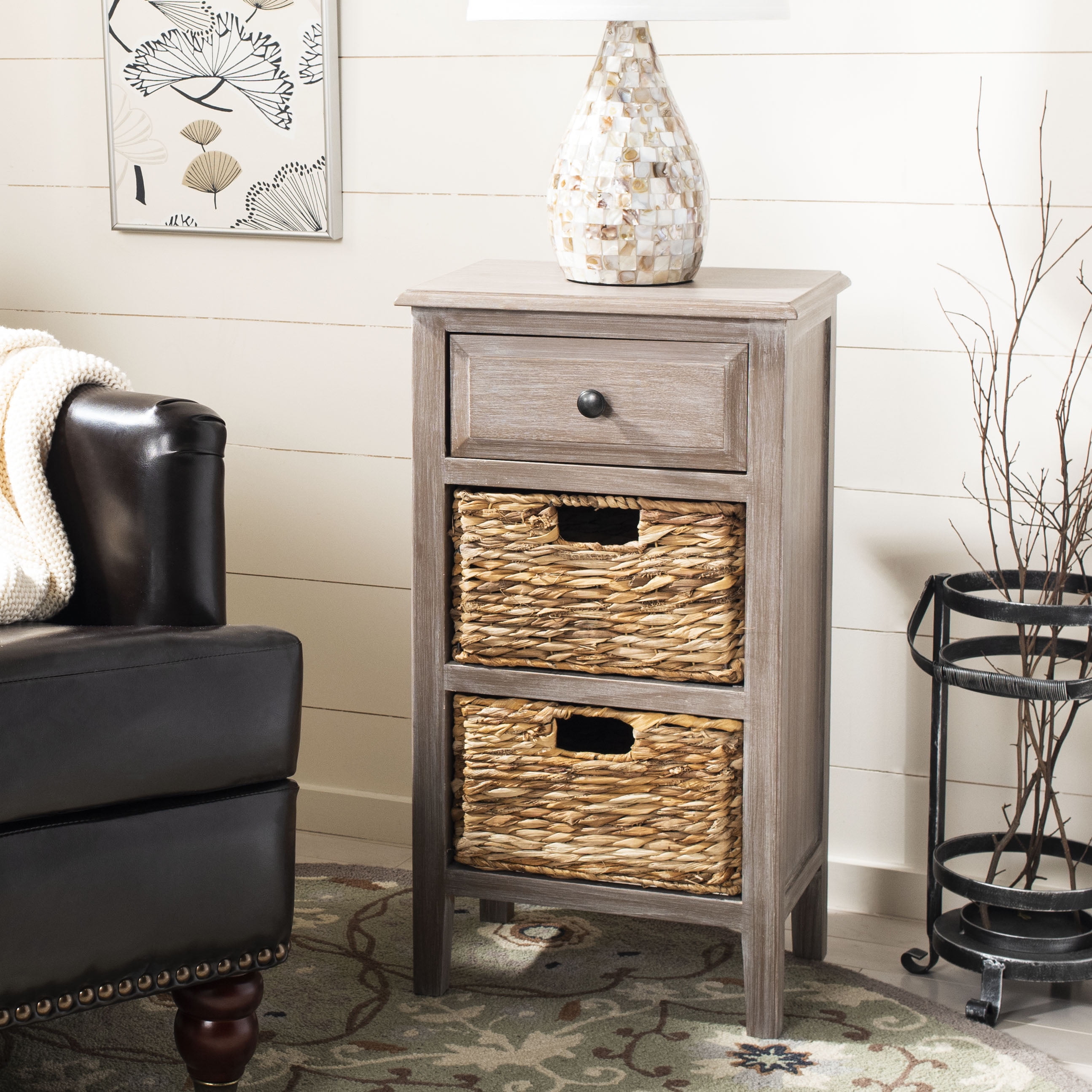 Safavieh Everly Drawer Side Table Vintage White
