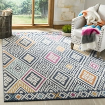 SAFAVIEH Evoke Beaumont Geometric Area Rug, Navy/Ivory, 5'3" x 7'6"