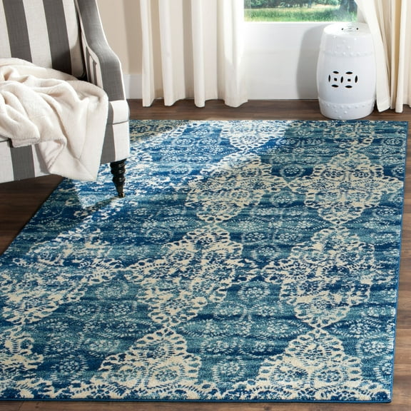 SAFAVIEH Evoke Boban Bordered Area Rug, Royal/Ivory, 10' x 14'