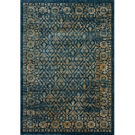 SAFAVIEH Evoke Candida Traditional Distressed Area Rug, Navy/Gold, 8' x 10'