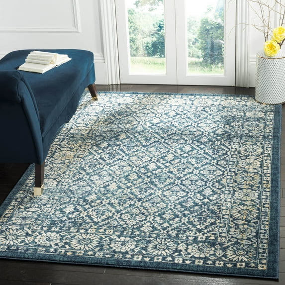 SAFAVIEH Evoke Candida Traditional Distressed Area Rug, Navy/Gold, 9' x 12'