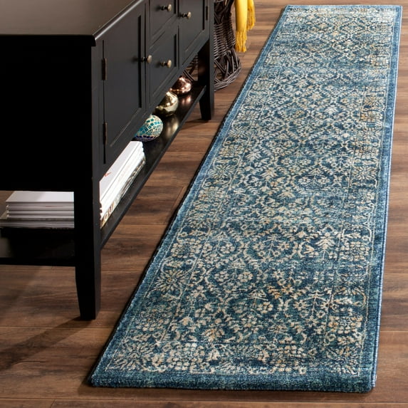 SAFAVIEH Evoke Candida Traditional Distressed Runner Rug, Navy/Gold, 2' x 8'